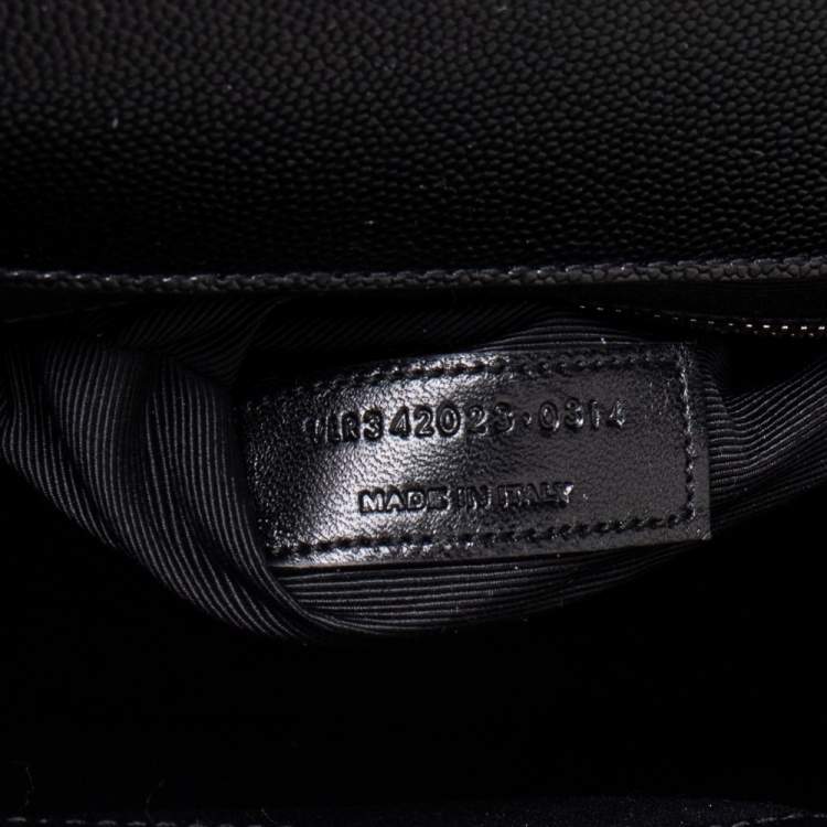 Pre Owned Saint Laurent Black Studded Leather Monogram Envelope Shoulder Bag