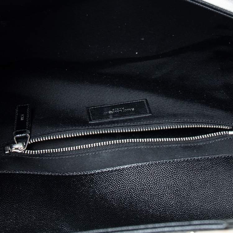 Pre Owned Saint Laurent Black Studded Leather Monogram Envelope Shoulder Bag