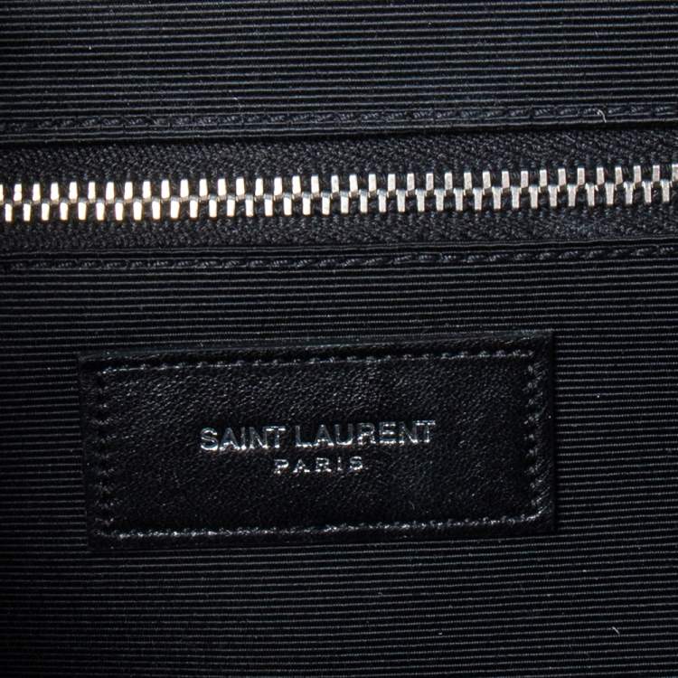 Pre Owned Saint Laurent Black Studded Leather Monogram Envelope Shoulder Bag