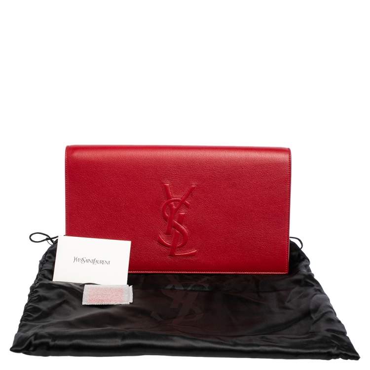 Pre Owned Yves Saint Laurent Red Leather Belle De Jour Flap Clutch