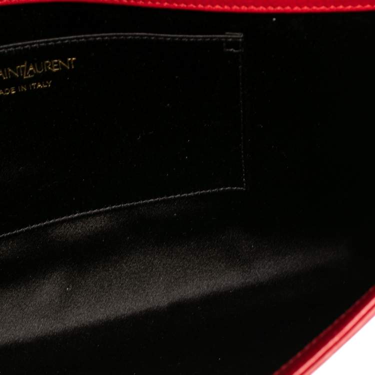 Pre Owned Yves Saint Laurent Red Leather Belle De Jour Flap Clutch