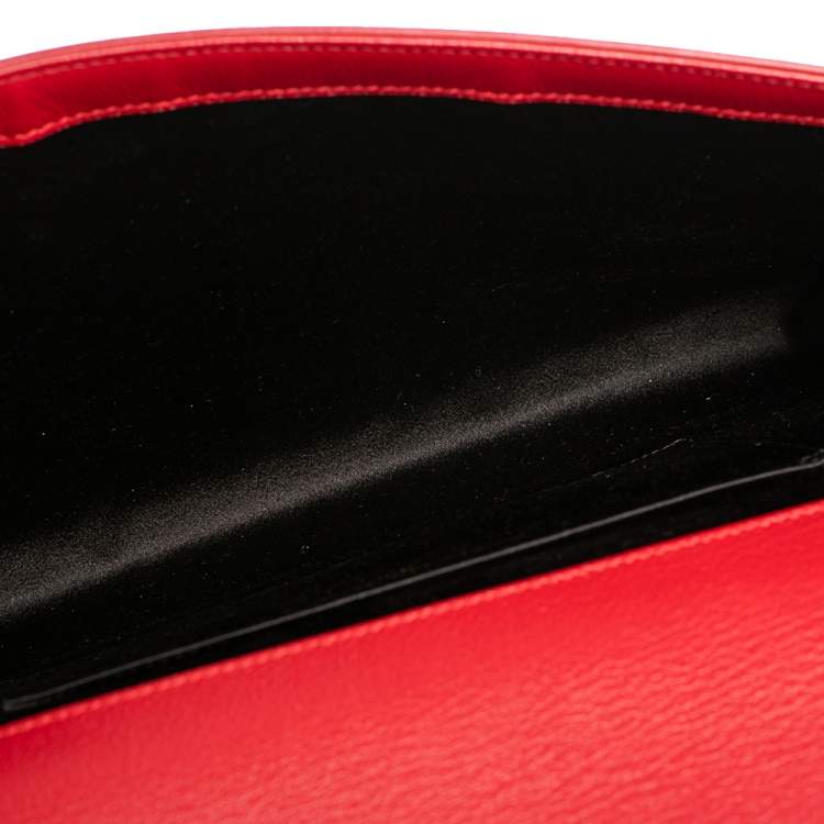 Pre Owned Yves Saint Laurent Red Leather Belle De Jour Flap Clutch