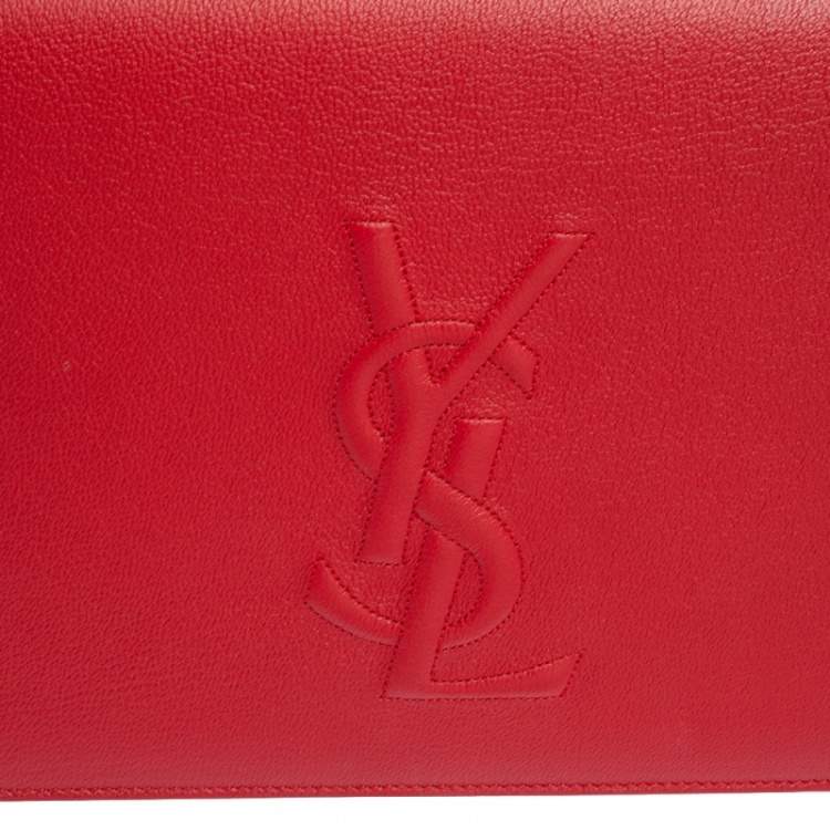 Pre Owned Yves Saint Laurent Red Leather Belle De Jour Flap Clutch