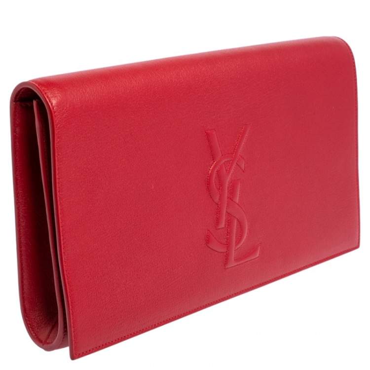 Pre Owned Yves Saint Laurent Red Leather Belle De Jour Flap Clutch