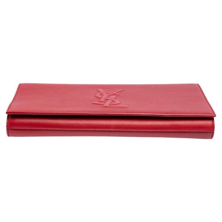 Pre Owned Yves Saint Laurent Red Leather Belle De Jour Flap Clutch