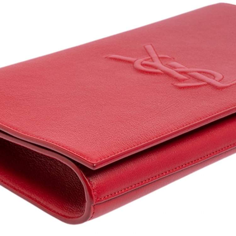 Pre Owned Yves Saint Laurent Red Leather Belle De Jour Flap Clutch