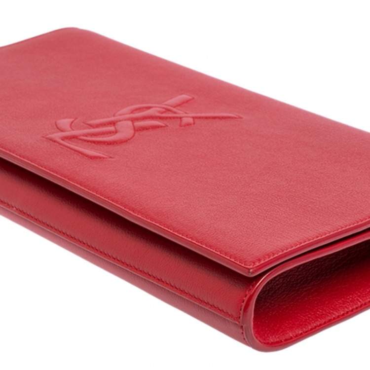 Pre Owned Yves Saint Laurent Red Leather Belle De Jour Flap Clutch