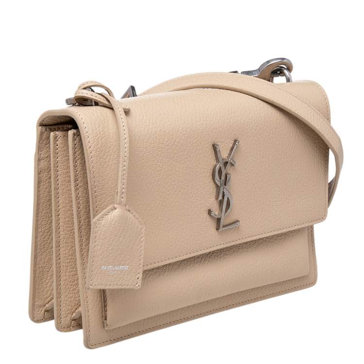 Pre Owned Saint Laurent Beige Leather Medium Sunset Shoulder Bag