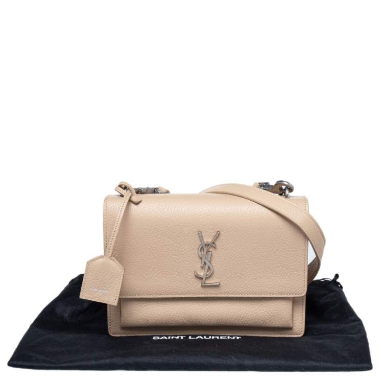 Pre Owned Saint Laurent Beige Leather Medium Sunset Shoulder Bag