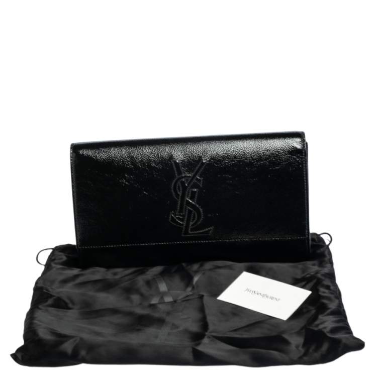 Pre Owned Yves Saint Laurent Black Patent Leather Belle De Jour Flap Clutch
