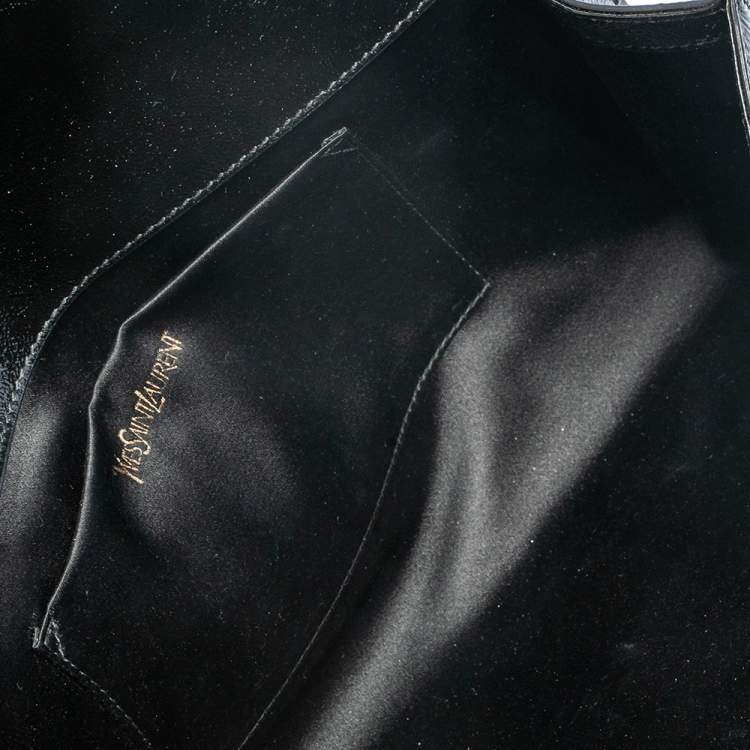 Pre Owned Yves Saint Laurent Black Patent Leather Belle De Jour Flap Clutch