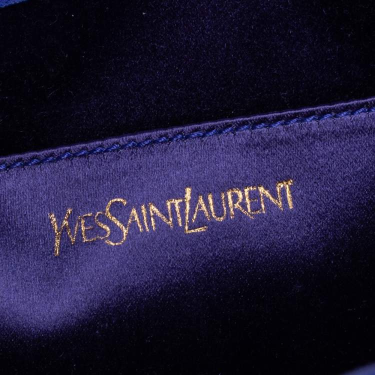 Pre Owned Yves Saint Laurent Blue Patent Leather Belle De Jour Flap Clutch
