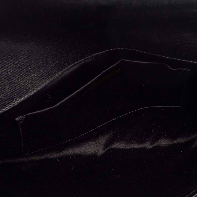 Pre Owned Yves Saint Laurent Black Leather Large Chyc Clutch
