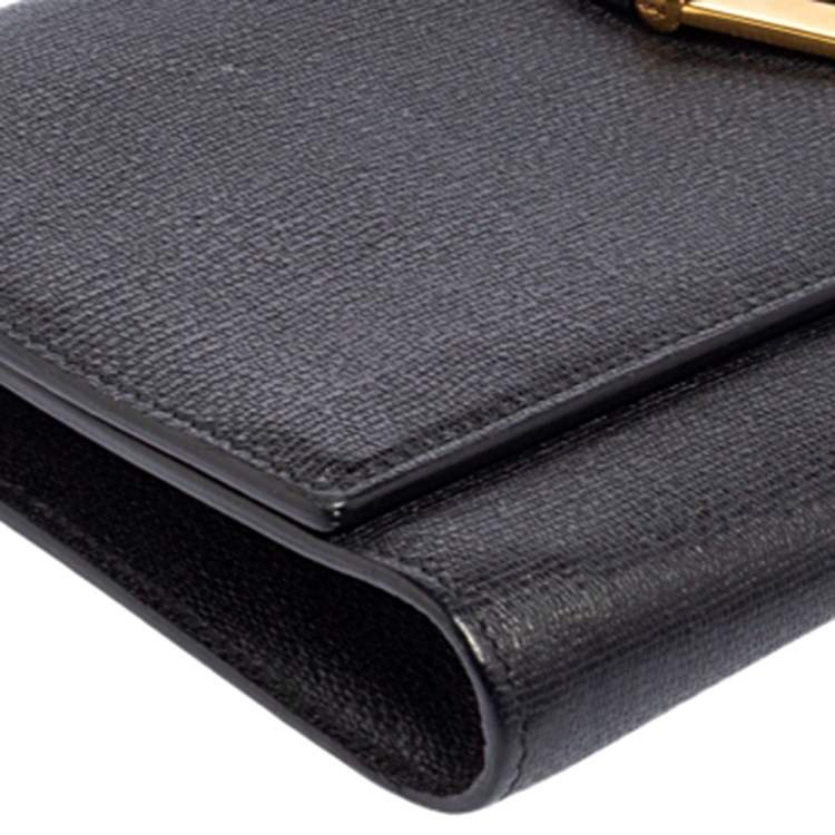 Pre Owned Yves Saint Laurent Black Leather Large Chyc Clutch