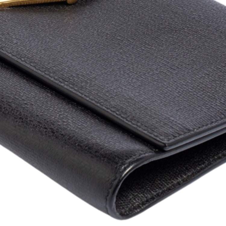 Pre Owned Yves Saint Laurent Black Leather Large Chyc Clutch