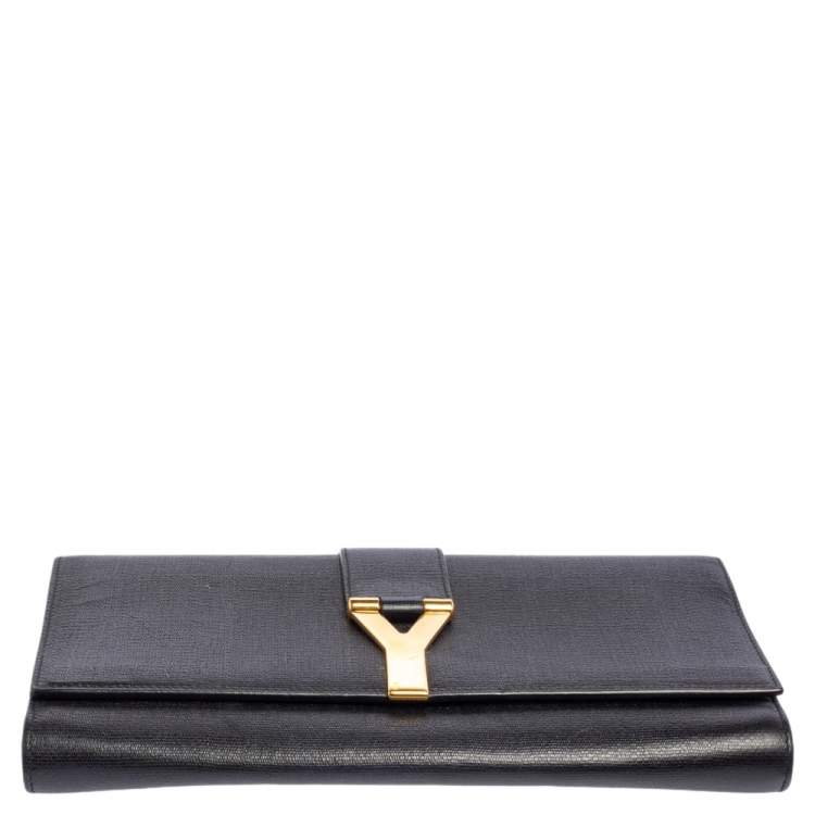 Pre Owned Yves Saint Laurent Black Leather Large Chyc Clutch