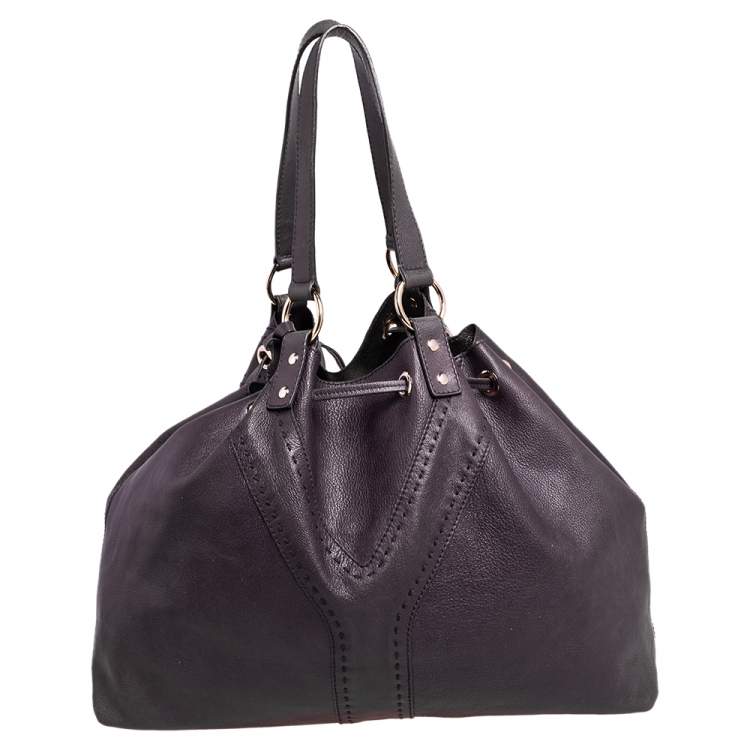 Pre Owned Yves Saint Laurent Purple/Bronze Leather Neo Reversible Shopper Tote