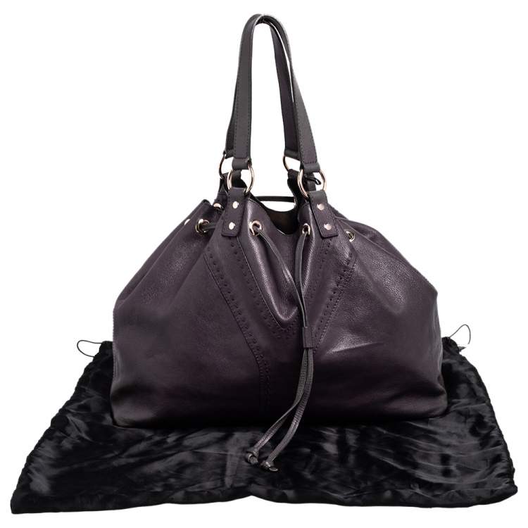 Pre Owned Yves Saint Laurent Purple/Bronze Leather Neo Reversible Shopper Tote