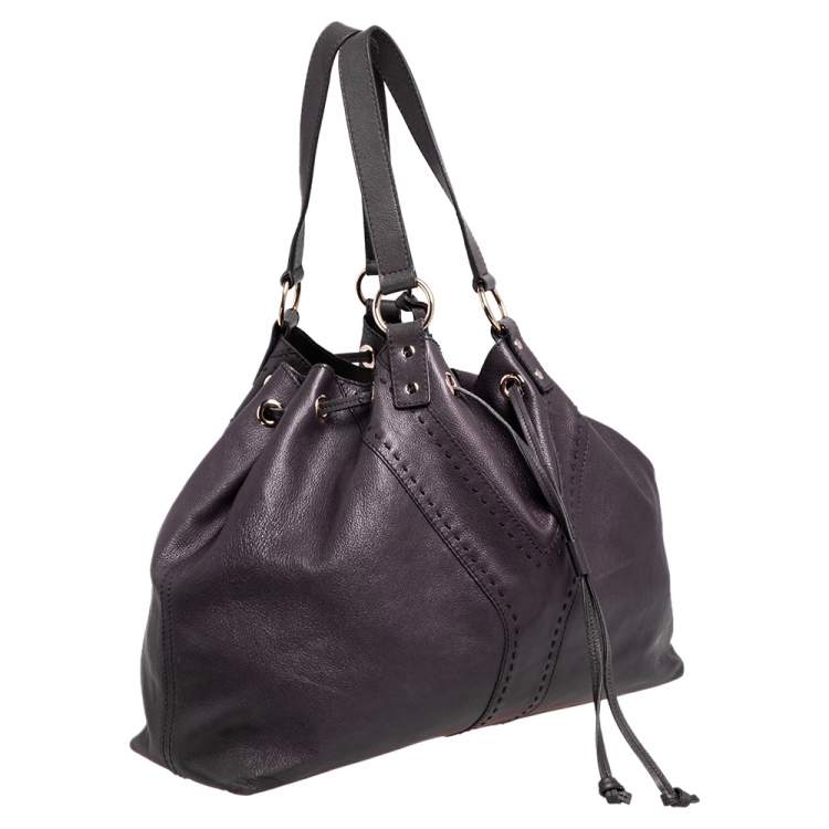 Pre Owned Yves Saint Laurent Purple/Bronze Leather Neo Reversible Shopper Tote