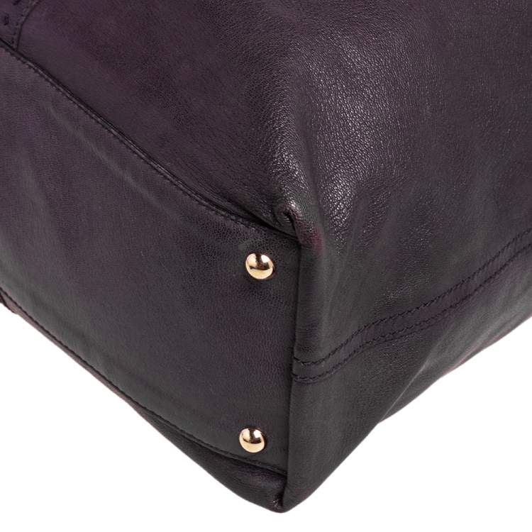 Pre Owned Yves Saint Laurent Purple/Bronze Leather Neo Reversible Shopper Tote