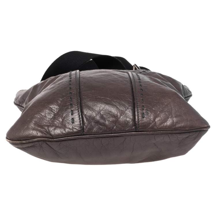 Pre Owned Yves Saint Laurent Grey Leather Messenger Bag