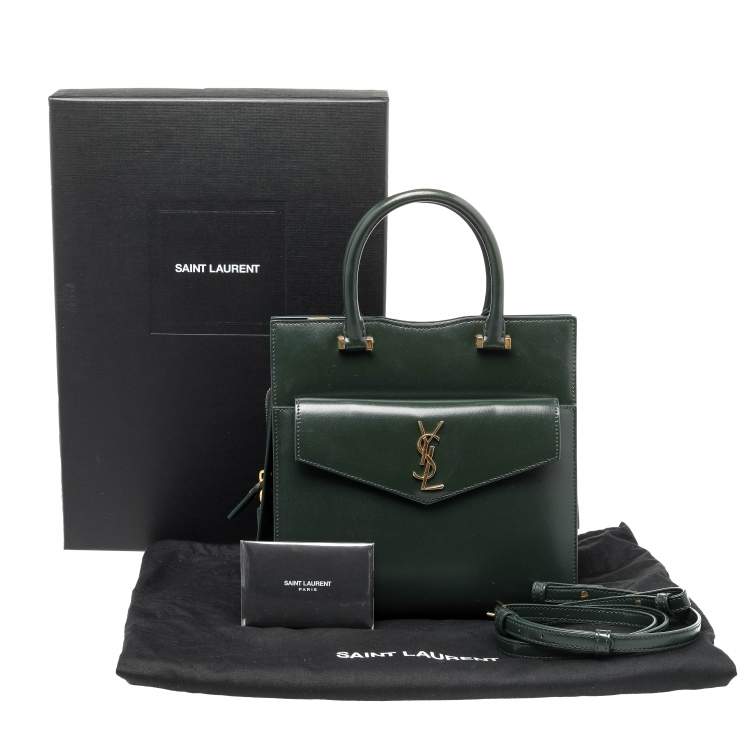 Pre Owned Yves Saint Laurent Green Leather Uptown Tote