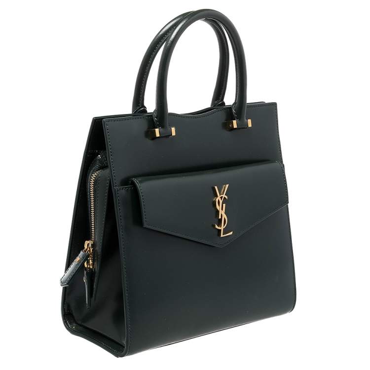 Pre Owned Yves Saint Laurent Green Leather Uptown Tote