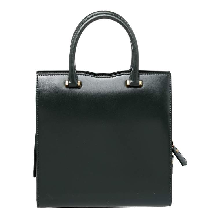 Pre Owned Yves Saint Laurent Green Leather Uptown Tote