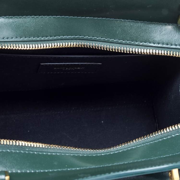 Pre Owned Yves Saint Laurent Green Leather Uptown Tote