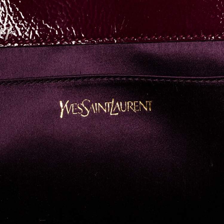 Pre Owned Yves Saint Laurent Burgundy Patent Leather Belle De Jour Flap Clutch