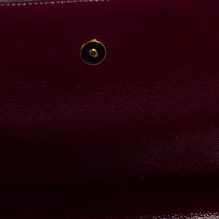 Pre Owned Yves Saint Laurent Burgundy Patent Leather Belle De Jour Flap Clutch
