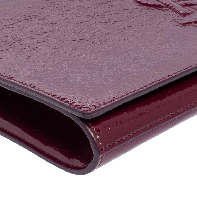 Pre Owned Yves Saint Laurent Burgundy Patent Leather Belle De Jour Flap Clutch