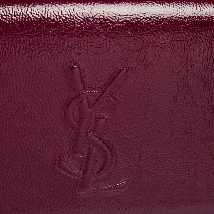 Pre Owned Yves Saint Laurent Burgundy Patent Leather Belle De Jour Flap Clutch