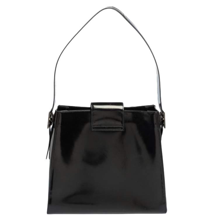 Pre Owned Yves Saint Laurent Black Leather Vintage Flap Shoulder Bag