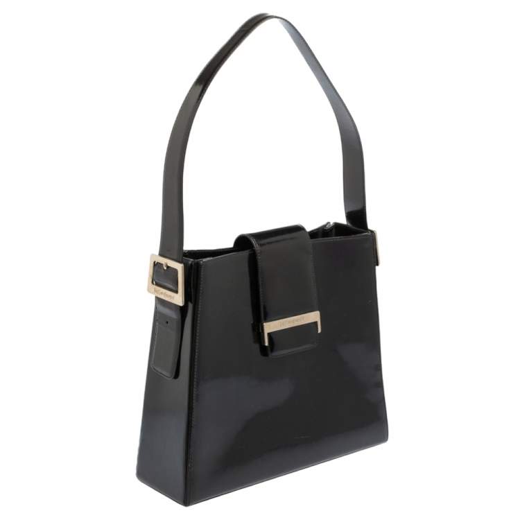 Pre Owned Yves Saint Laurent Black Leather Vintage Flap Shoulder Bag