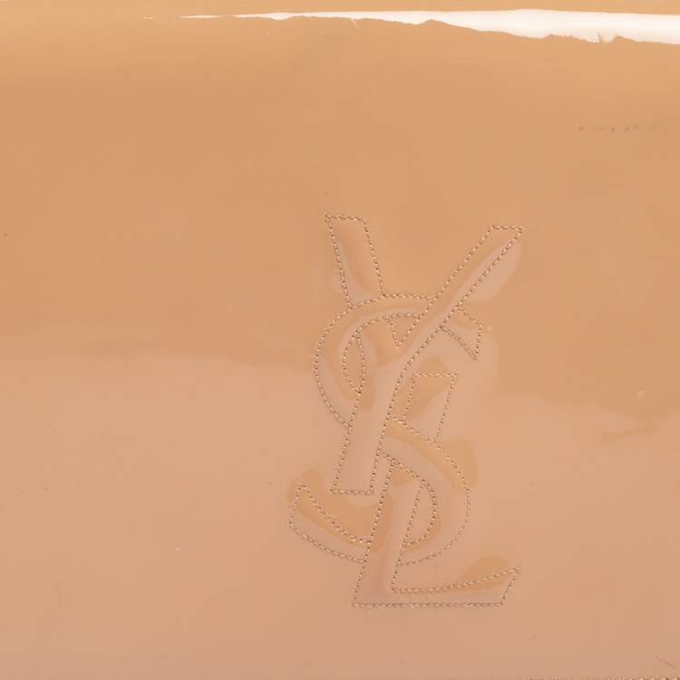 Pre Owned Yves Saint Laurent Beige Patent Leather Belle De Jour Flap Clutch