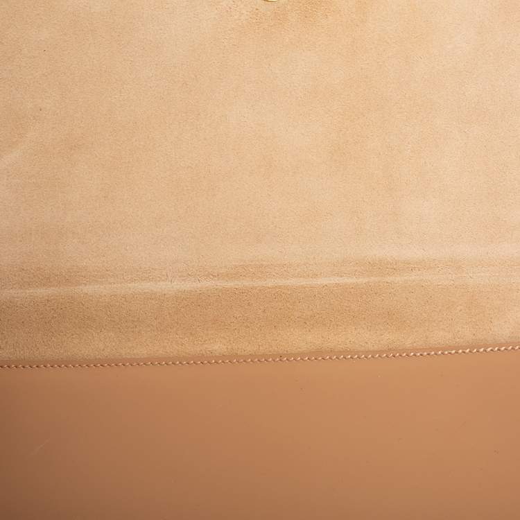 Pre Owned Yves Saint Laurent Beige Patent Leather Belle De Jour Flap Clutch