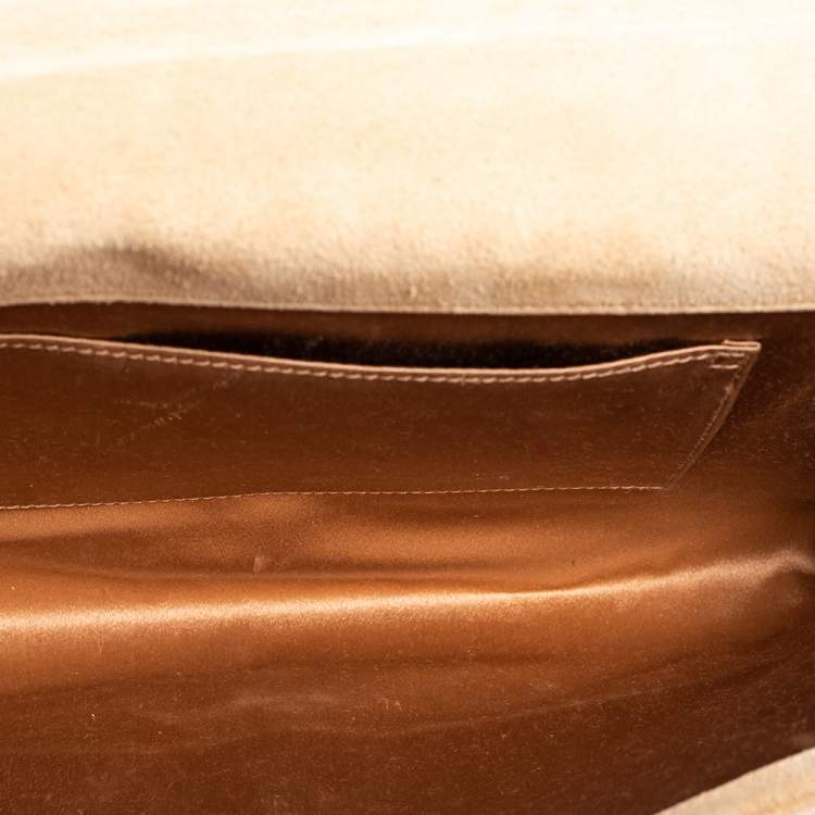 Pre Owned Yves Saint Laurent Beige Patent Leather Belle De Jour Flap Clutch