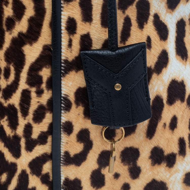 Pre Owned Yves Saint Laurent Brown/Beige Calf Hair Oversized Muse Satchel 