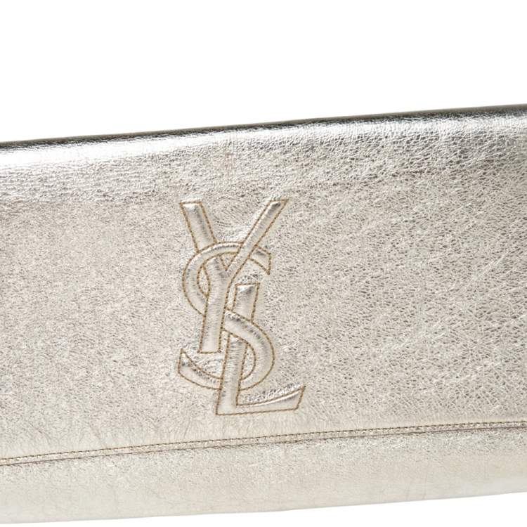 Pre Owned Yves Saint Laurent Metallic Gold Leather Belle De Jour Flap Clutch