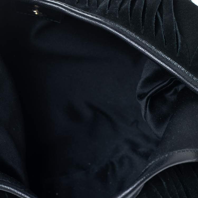 Pre Owned Yves Saint Laurent  Black Suede and Leather Fringe Mombasa Hobo