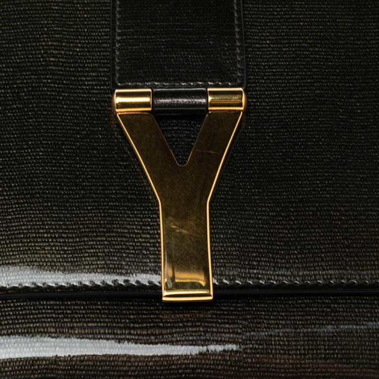 Pre Owned Yves Saint Laurent Olive Green Patent Leather Y-Ligne Clutch