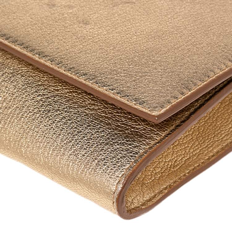 مملوكة مسبقًا Yves Saint Laurent Metallic Gold Leather Small Belle De Jour Flap Clutch