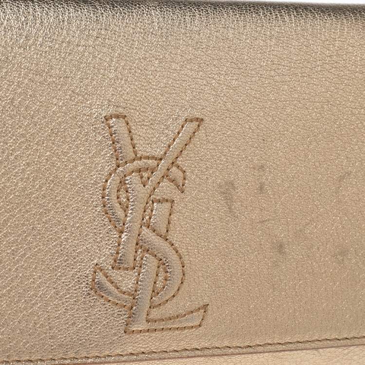 مملوكة مسبقًا Yves Saint Laurent Metallic Gold Leather Small Belle De Jour Flap Clutch