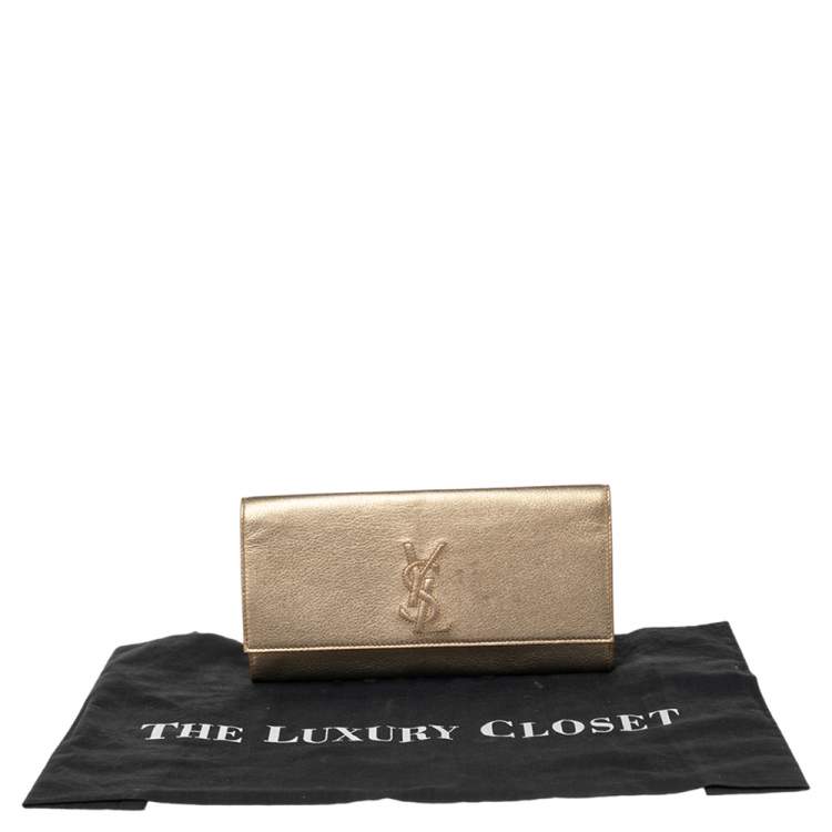 مملوكة مسبقًا Yves Saint Laurent Metallic Gold Leather Small Belle De Jour Flap Clutch
