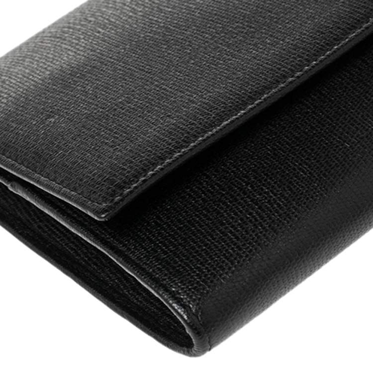 Pre Owned Yves Saint Laurent Black Textured Leather Document Clutch