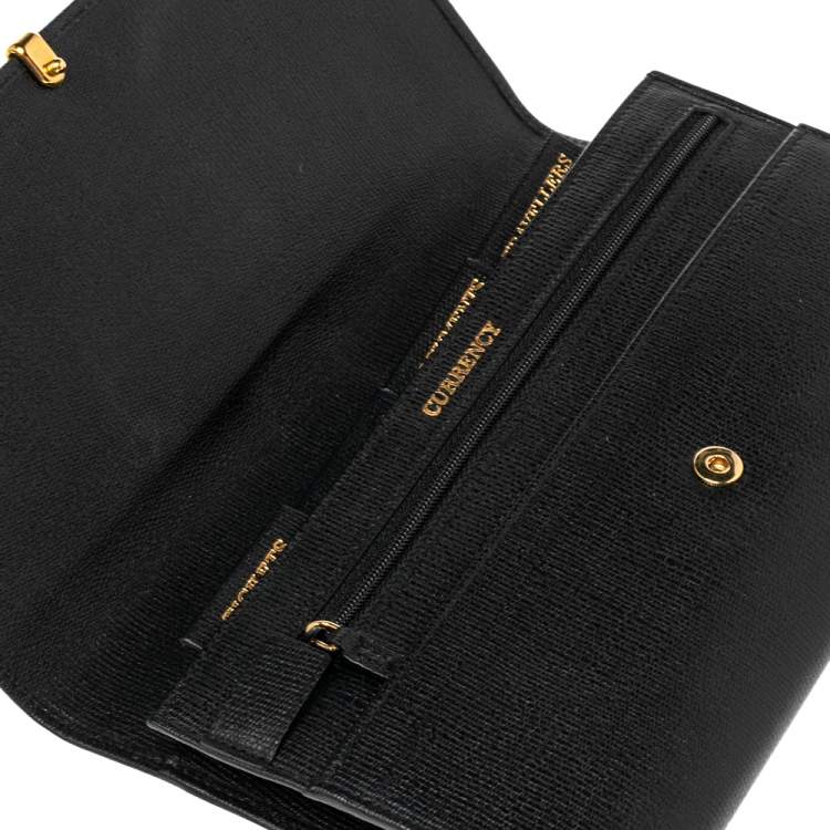 Pre Owned Yves Saint Laurent Black Textured Leather Document Clutch