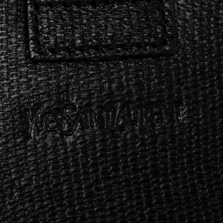 Pre Owned Yves Saint Laurent Black Textured Leather Document Clutch