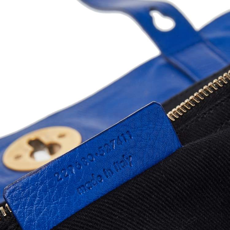 Pre Owned Yves Saint Laurent Blue/Black Leather And Canvas Muse Two Top Handle Bag