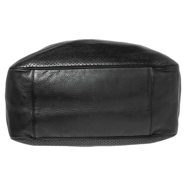 Pre Owned Yves Saint Laurent Black Perforated Leather Roady Hobo